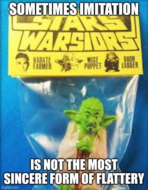 Imitation | SOMETIMES IMITATION; IS NOT THE MOST SINCERE FORM OF FLATTERY | image tagged in memes,funny memes,one does not simply,star wars,star wars yoda,tits | made w/ Imgflip meme maker