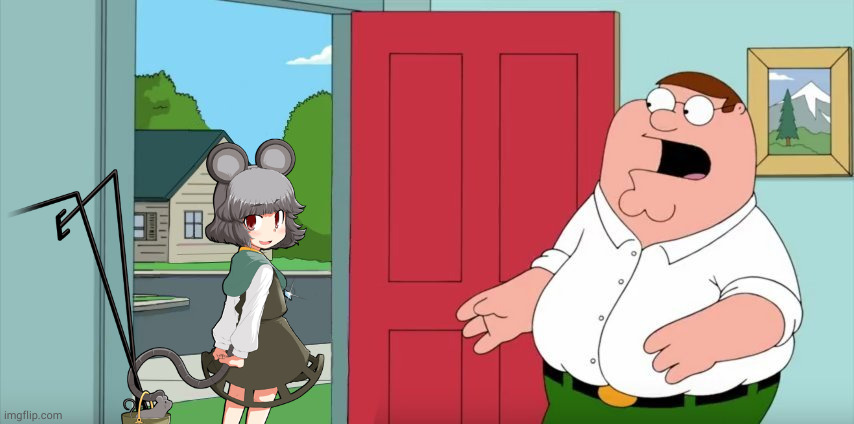 peter meets nazrin | image tagged in family guy,peter griffin,touhou,nazrin | made w/ Imgflip meme maker