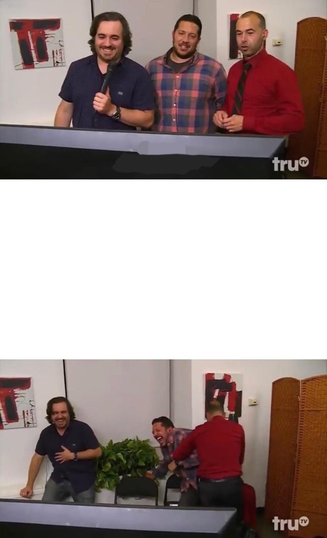 High Quality Impractical Jokers Laughing Blank Meme Template
