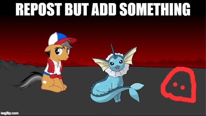 E | image tagged in repost,vaporeon | made w/ Imgflip meme maker