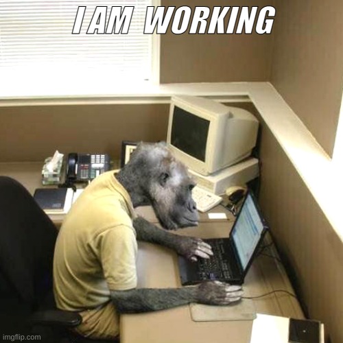 Monkey Business Meme | I AM  WORKING | image tagged in memes,monkey business | made w/ Imgflip meme maker