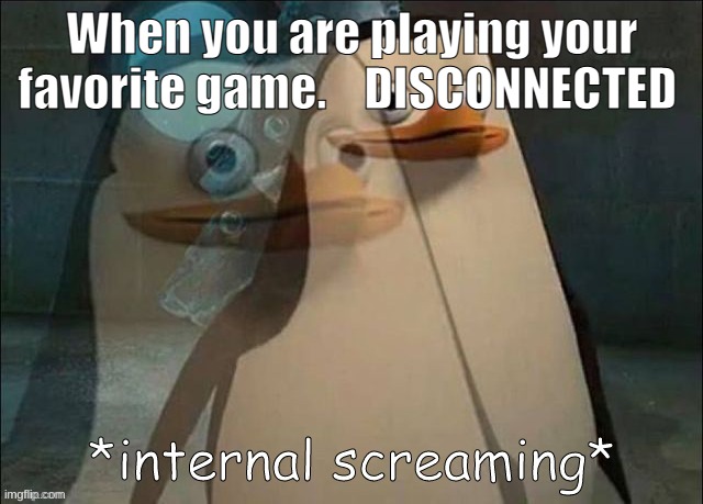 DISCONNECTED $o$ | When you are playing your favorite game.    DISCONNECTED | image tagged in private internal screaming | made w/ Imgflip meme maker