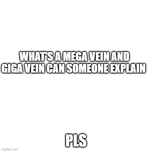 can anyone explain in comment section or in memechat :) | WHAT'S A MEGA VEIN AND GIGA VEIN CAN SOMEONE EXPLAIN; PLS | image tagged in memes,blank transparent square | made w/ Imgflip meme maker