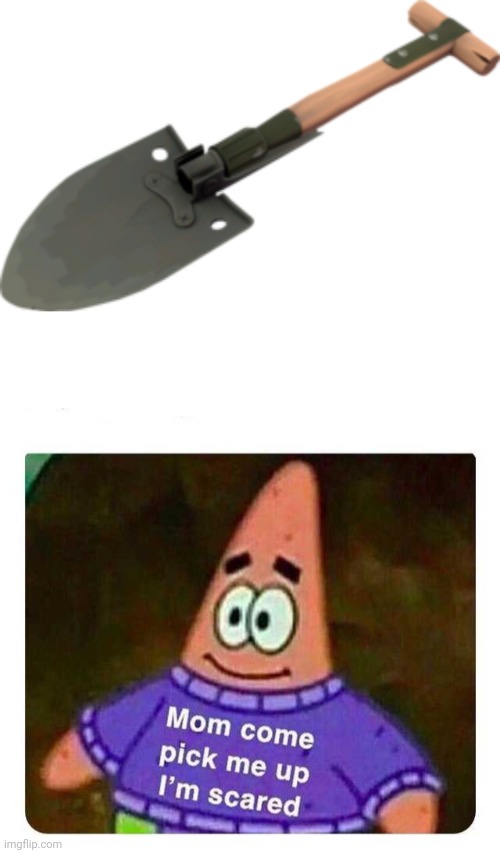 congratulations you now have sharpness 5 shovel until you land from rocket jumping | image tagged in patrick mom come pick me up i'm scared | made w/ Imgflip meme maker