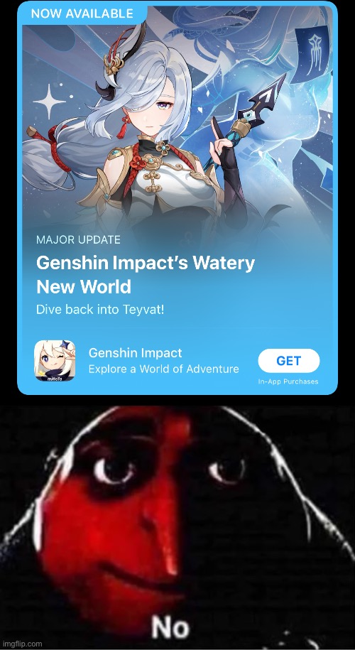 No gayshit impact | image tagged in gru no | made w/ Imgflip meme maker