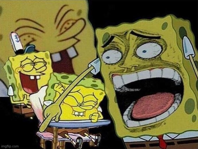 Me when a furry gets arrested for molesting a dog | image tagged in spongebob laughing hysterically | made w/ Imgflip meme maker