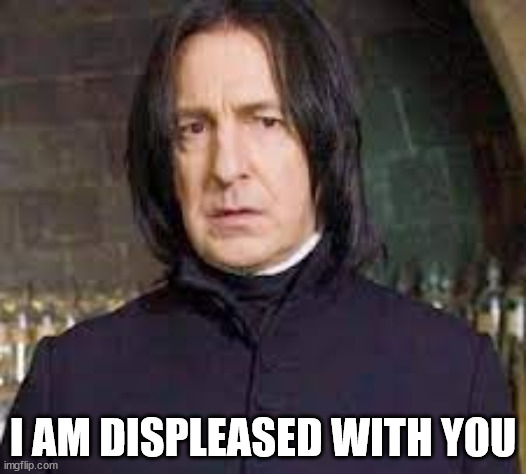 I am displeased with you | I AM DISPLEASED WITH YOU | image tagged in severus snape | made w/ Imgflip meme maker