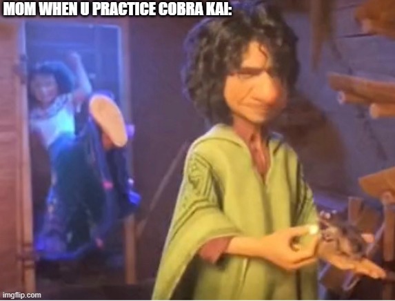 encanto meme | MOM WHEN U PRACTICE COBRA KAI: | image tagged in encanto meme | made w/ Imgflip meme maker