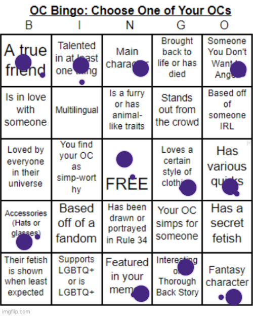 TheSuitedGayWeeb's OC Bingo | image tagged in jer-sama's oc bingo | made w/ Imgflip meme maker