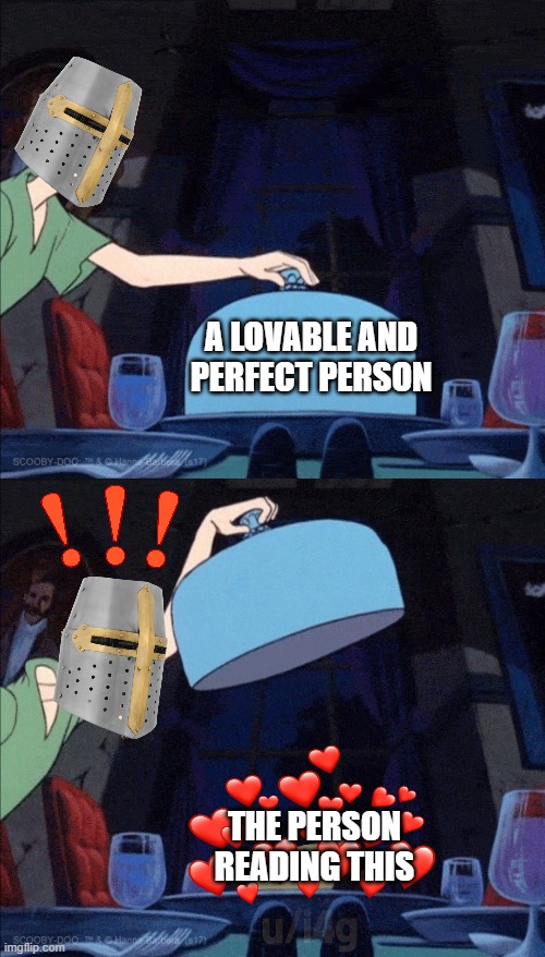 WHAAAT | A LOVABLE AND PERFECT PERSON; THE PERSON READING THIS | image tagged in wholesome,scooby doo,crusader | made w/ Imgflip meme maker