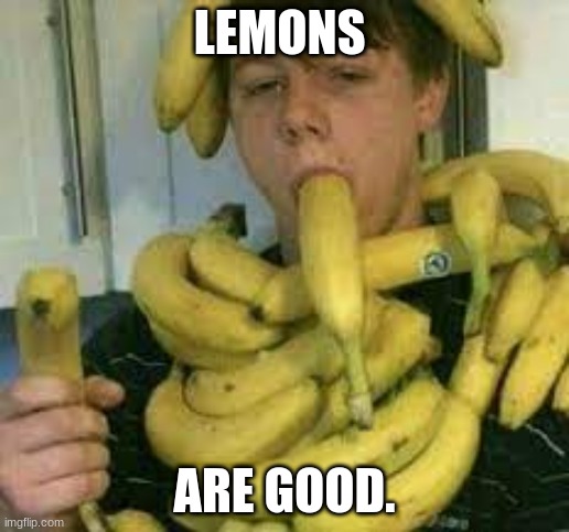 mmmmmmmmm | LEMONS; ARE GOOD. | image tagged in banana mana | made w/ Imgflip meme maker