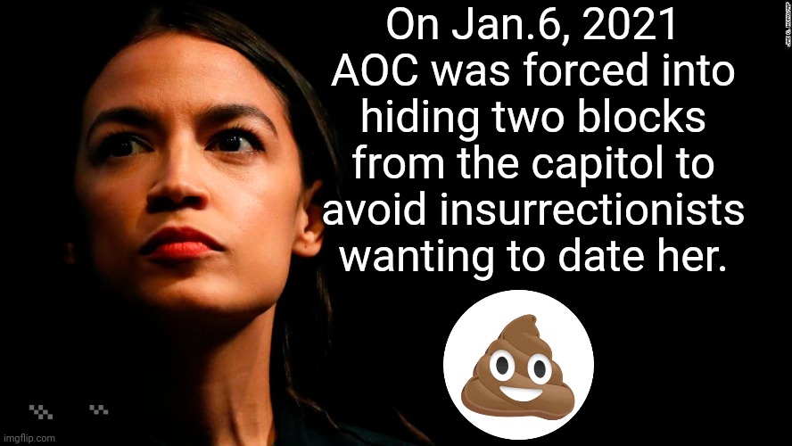 AoC hiding Jan 6 | On Jan.6, 2021 AOC was forced into hiding two blocks from the capitol to avoid insurrectionists wanting to date her. | image tagged in ocasio-cortez super genius | made w/ Imgflip meme maker