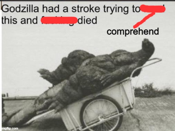 Godzilla | comprehend | image tagged in godzilla | made w/ Imgflip meme maker