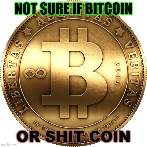 Not Sure If Bitcoin or $hitcoin | NOT SURE IF BITCOIN; OR SHIT COIN | image tagged in bitcoin | made w/ Imgflip meme maker