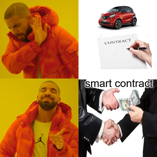 THE RIGHT DEAL | smart contract | image tagged in memes,drake hotline bling | made w/ Imgflip meme maker