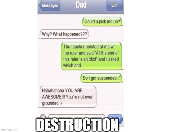 DESTRUCTION | DESTRUCTION | image tagged in blank white template,dank memes,dank,funny memes,funny | made w/ Imgflip meme maker