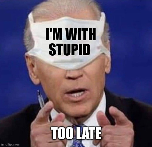 CREEPY UNCLE JOE BIDEN | I'M WITH  
STUPID TOO LATE | image tagged in creepy uncle joe biden | made w/ Imgflip meme maker