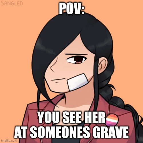 no ERP, and you can't kill her, but you may hurt you. enjoy! | POV:; YOU SEE HER AT SOMEONES GRAVE | made w/ Imgflip meme maker