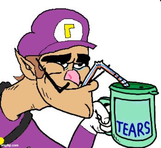 Waluigi Drinking Tears | image tagged in waluigi drinking tears | made w/ Imgflip meme maker