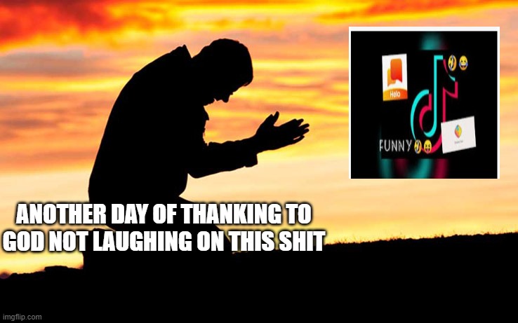 shit posting | ANOTHER DAY OF THANKING TO GOD NOT LAUGHING ON THIS SHIT | image tagged in funny,shitpost,lol,thanks | made w/ Imgflip meme maker