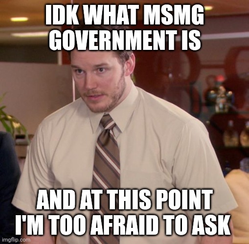 Afraid To Ask Andy | IDK WHAT MSMG GOVERNMENT IS; AND AT THIS POINT I'M TOO AFRAID TO ASK | image tagged in memes,afraid to ask andy | made w/ Imgflip meme maker
