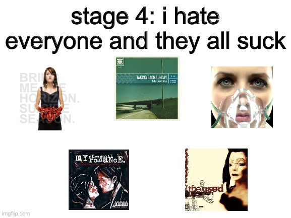 Blank White Template | stage 4: i hate everyone and they all suck | made w/ Imgflip meme maker