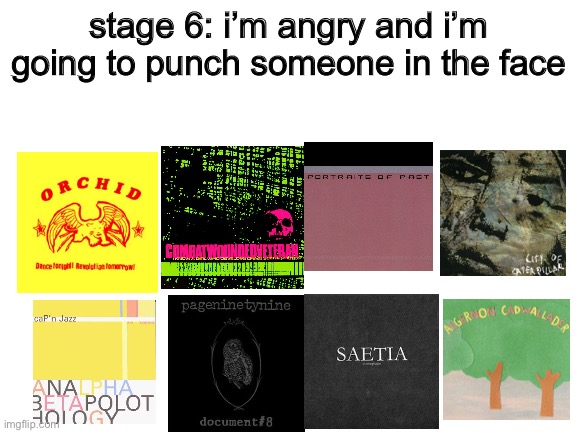 Blank White Template | stage 6: i’m angry and i’m going to punch someone in the face | made w/ Imgflip meme maker