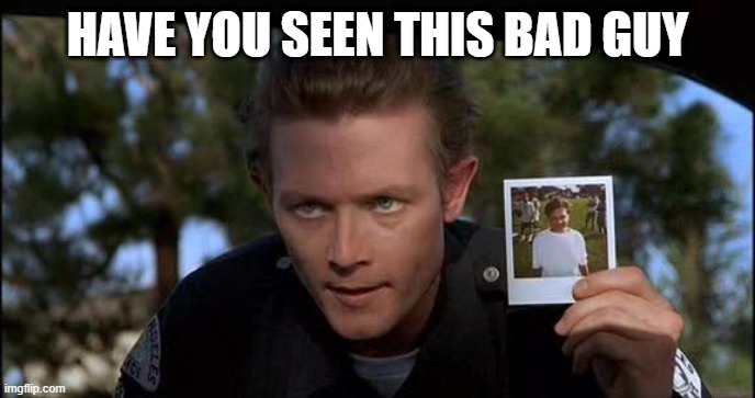 OK | HAVE YOU SEEN THIS BAD GUY | image tagged in t 1000 | made w/ Imgflip meme maker