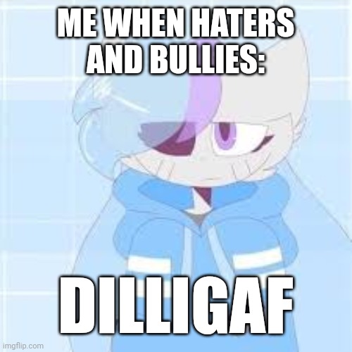 really nibba sashley | ME WHEN HATERS AND BULLIES: DILLIGAF | image tagged in really nibba sashley | made w/ Imgflip meme maker