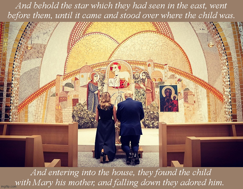 All kings shall fall down before Him | And behold the star which they had seen in the east, went
before them, until it came and stood over where the child was. And entering into the house, they found the child with Mary his mother, and falling down they adored him. | image tagged in epiphany | made w/ Imgflip meme maker
