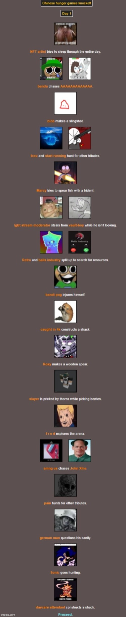 Nobody dead. | image tagged in chinese hunger games knockoff | made w/ Imgflip meme maker