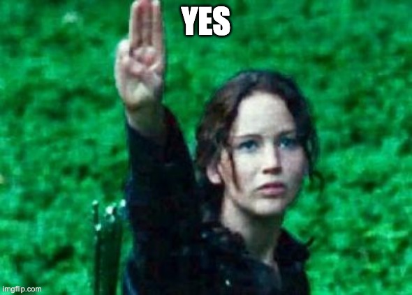 Katniss salute | YES | image tagged in katniss salute | made w/ Imgflip meme maker