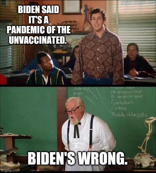 Biden has never been right. | BIDEN SAID IT'S A PANDEMIC OF THE UNVACCINATED. BIDEN'S WRONG. | image tagged in memes | made w/ Imgflip meme maker