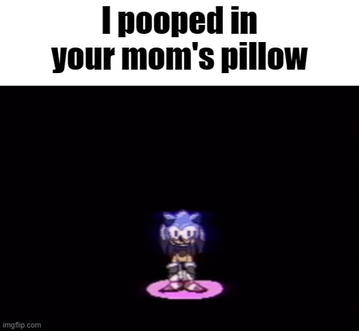 needlemouse stare | I pooped in your mom's pillow | image tagged in needlemouse stare | made w/ Imgflip meme maker