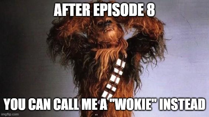 Wookiee | AFTER EPISODE 8; YOU CAN CALL ME A "WOKIE" INSTEAD | image tagged in wookiee | made w/ Imgflip meme maker