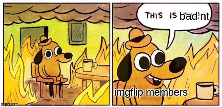 Bad'nt | bad'nt; imgflip members | image tagged in memes,this is fine,imgflip users be like | made w/ Imgflip meme maker