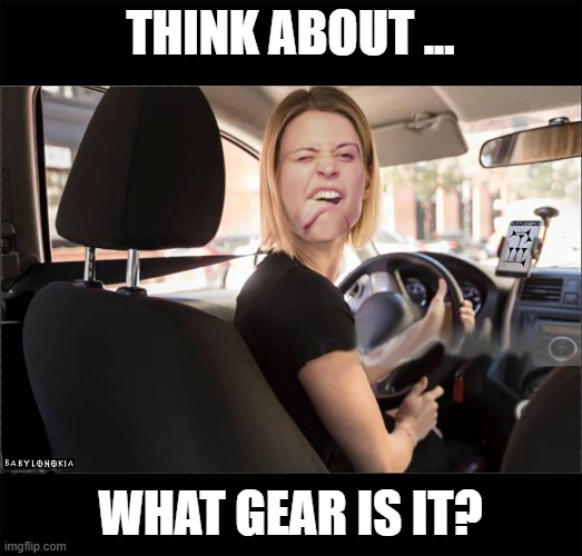 It's not easy driving in reverse | THINK ABOUT ... WHAT GEAR IS IT? | image tagged in it's not easy driving in reverse | made w/ Imgflip meme maker
