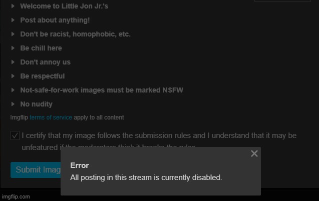 tried to submit a mario the snowflake image and this showed up | made w/ Imgflip meme maker