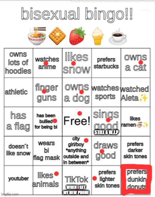 bi bingo | STILL A W.I.P; WHEN I GET MY NEW PHONE | image tagged in bi bingo | made w/ Imgflip meme maker