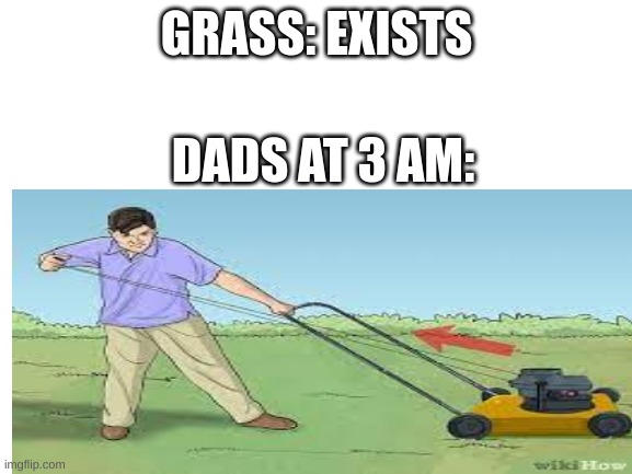 l | GRASS: EXISTS; DADS AT 3 AM: | image tagged in lawnmower | made w/ Imgflip meme maker