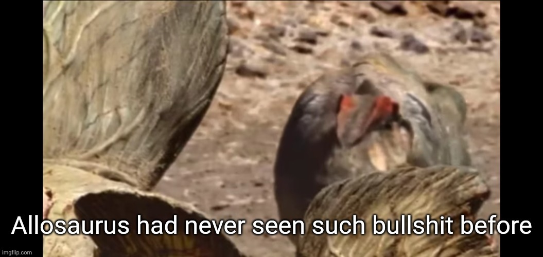 Allosaurus had never seen such bullshit before | image tagged in allosaurus had never seen such bullshit before | made w/ Imgflip meme maker