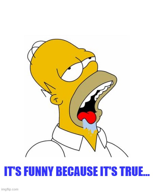 Homer Simpson Drooling | IT'S FUNNY BECAUSE IT'S TRUE... | image tagged in homer simpson drooling | made w/ Imgflip meme maker