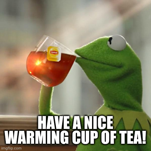 But That's None Of My Business Meme | HAVE A NICE WARMING CUP OF TEA! | image tagged in memes,but that's none of my business,kermit the frog | made w/ Imgflip meme maker