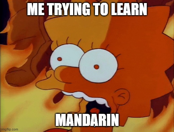ME TRYING TO LEARN; MANDARIN | image tagged in lisa simpson | made w/ Imgflip meme maker