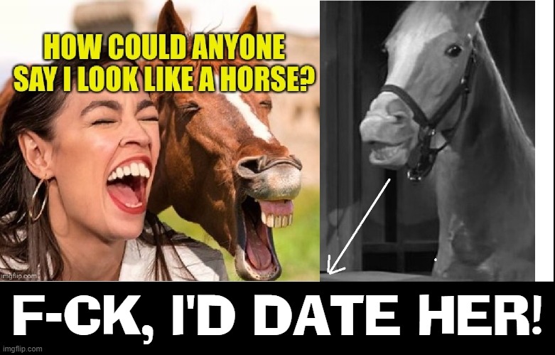 Evidentently Mr. Ed is Conservative | F-CK, I'D DATE HER! | image tagged in vince vance,horse face,aoc,mr ed,alexandria ocasio-cortez,memes | made w/ Imgflip meme maker