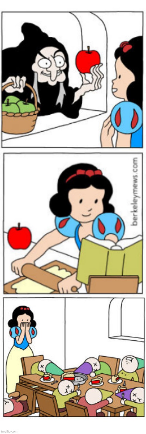 SHOULD HAVE TAKEN THE GREEN APPLES | image tagged in snow white,apple,witch,comics/cartoons,dark humor | made w/ Imgflip meme maker