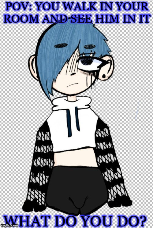 goth femboy Paige | POV: YOU WALK IN YOUR ROOM AND SEE HIM IN IT; WHAT DO YOU DO? | image tagged in goth femboy pokette | made w/ Imgflip meme maker