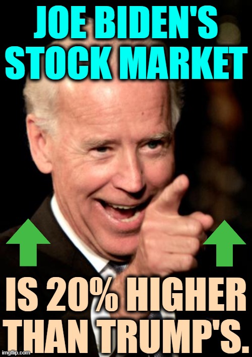 If that's your idea of a good time, you can have one right now. | JOE BIDEN'S STOCK MARKET; IS 20% HIGHER THAN TRUMP'S. | image tagged in memes,smilin biden,joe biden,stock market,better,donald trump | made w/ Imgflip meme maker