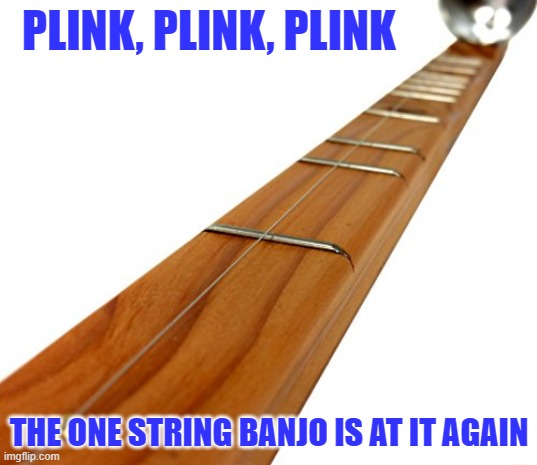 PLINK, PLINK, PLINK THE ONE STRING BANJO IS AT IT AGAIN | made w/ Imgflip meme maker