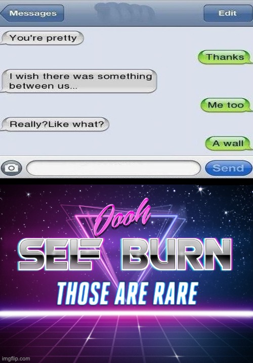 OOF | image tagged in self burn,memes,funny,oof size large | made w/ Imgflip meme maker